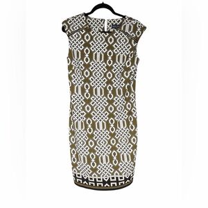 Karin Stevens Olive and White Geometric Dress
